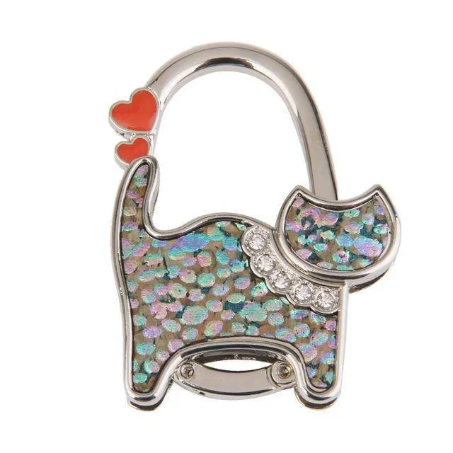 10 Designs, Cat Foldable Bag Rhinestone Hanger hook