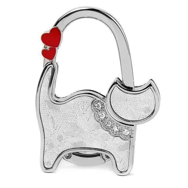 10 Designs, Cat Foldable Bag Rhinestone Hanger hook