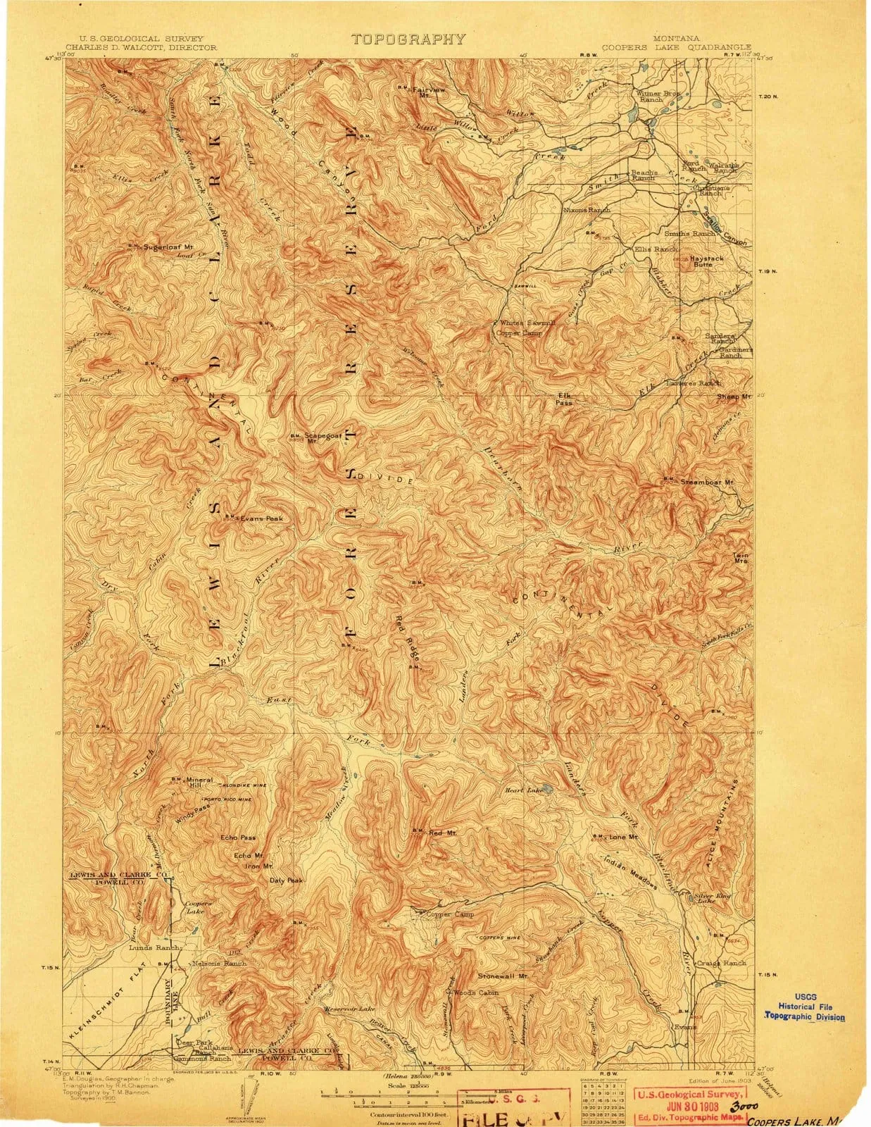 1903 Coopers Lake, MT - Montana - USGS Topographic Map