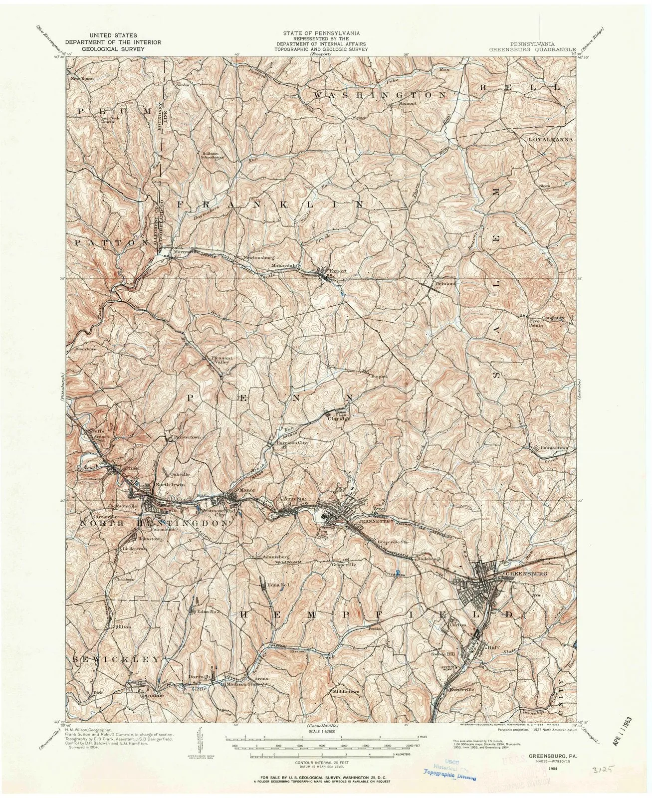 1904 Greensburg, PA - Pennsylvania - USGS Topographic Map