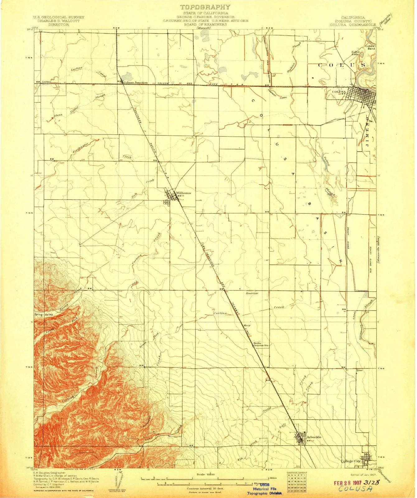 1907 Colusa, CA - California - USGS Topographic Map