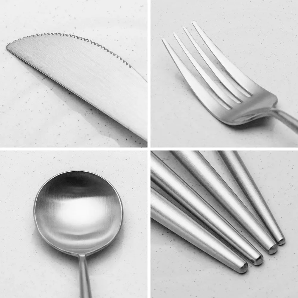 4 Pieces Single Color Stainless Steel Utensils Set-Sliver