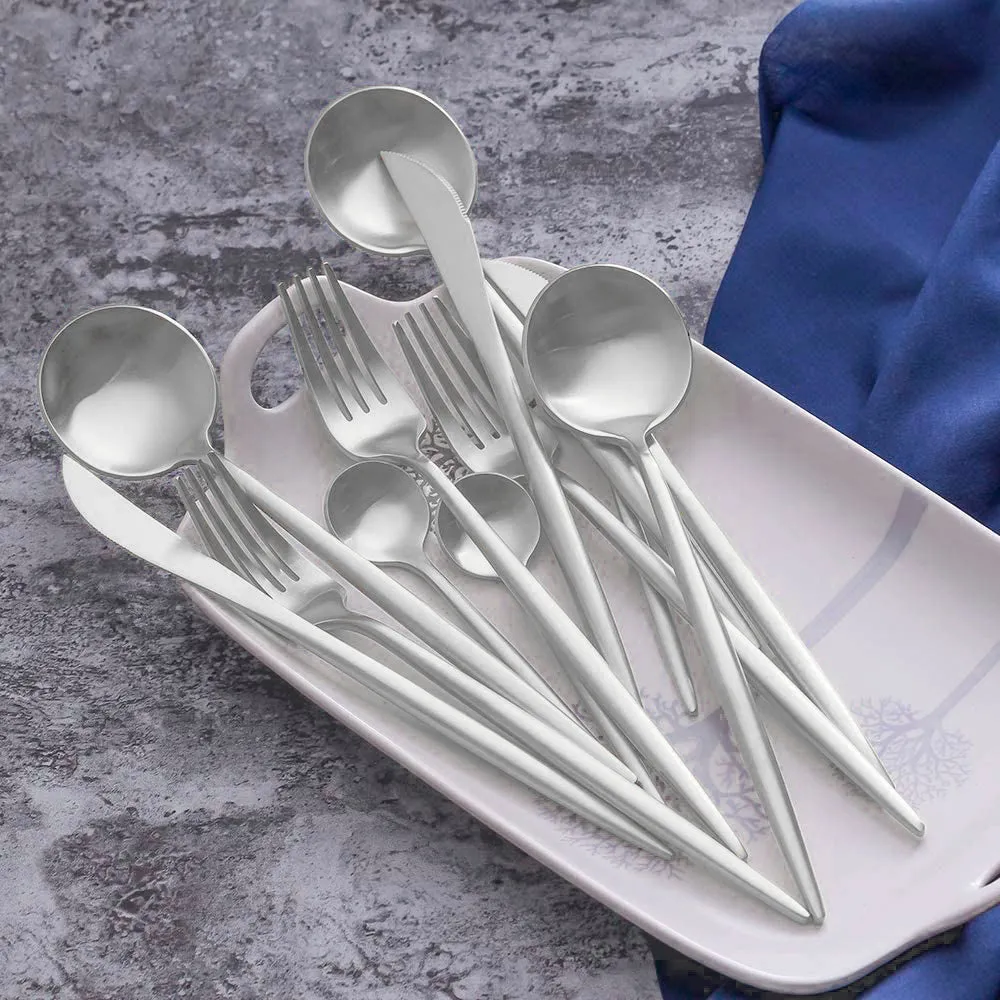 4 Pieces Single Color Stainless Steel Utensils Set-Sliver