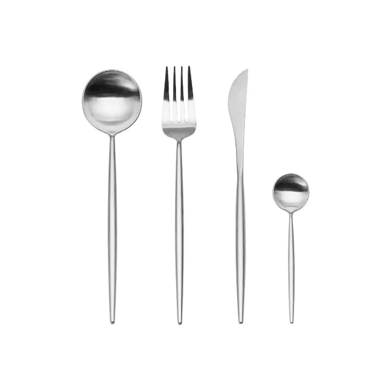 4 Pieces Single Color Stainless Steel Utensils Set-Sliver