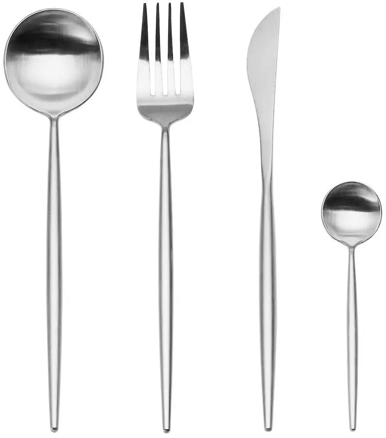 4 Pieces Single Color Stainless Steel Utensils Set-Sliver