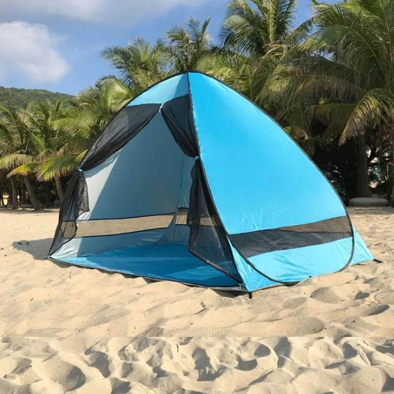 Anti-mosquito beach shade tent with gauze UV protection Automatically camping outdoor portable beach tent with mesh curtain