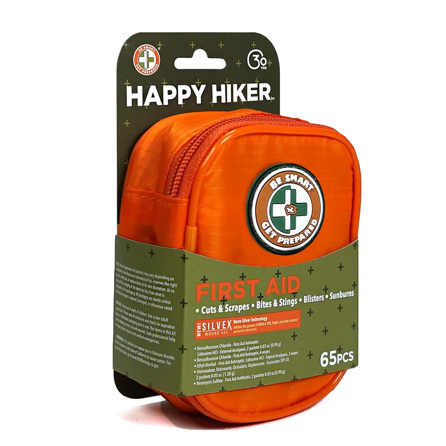 Be Smart Get Prepared Outdoor First Aid - Happy Hiker, 65 Pcs