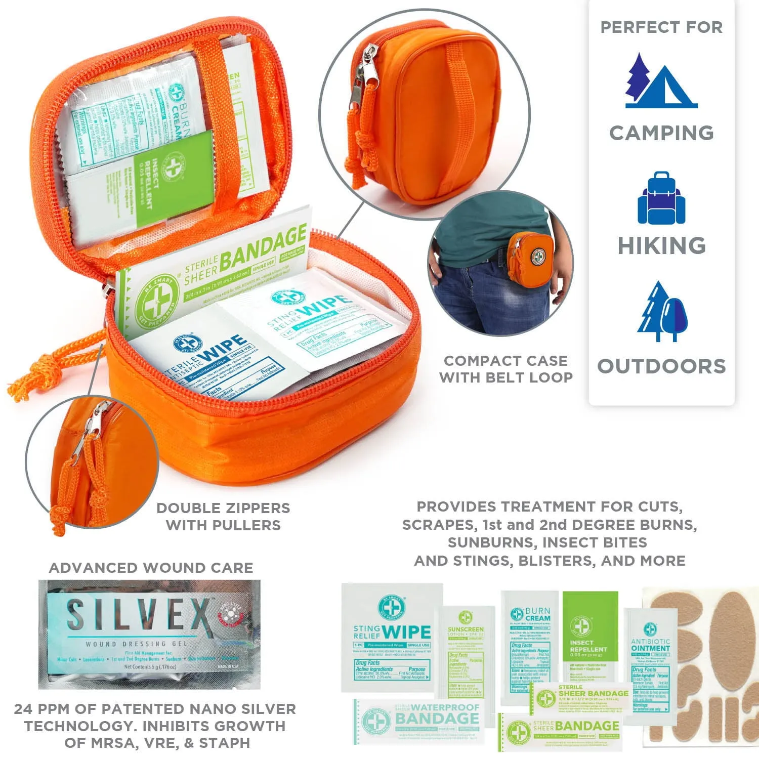 Be Smart Get Prepared Outdoor First Aid - Happy Hiker, 65 Pcs