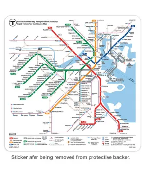 Boston MBTA Rapid Transit Map Sticker 4" x 4"