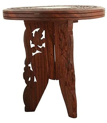 Bros Moon Sturdy 12 Inches Antique Look Wooden Folding Table,Handcrafted Portable Table for Living Room Balcony,Kids Room,Out Door, Garden,picnics