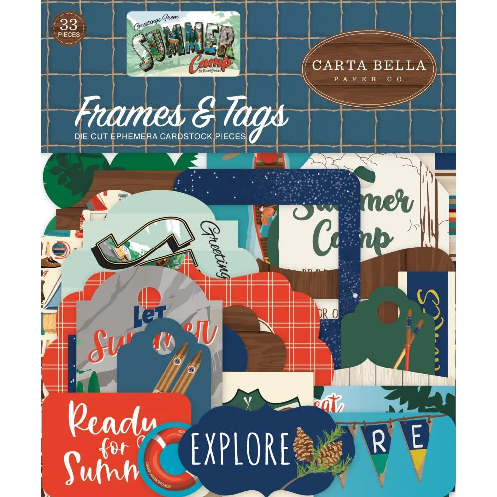 Carta Bella Cardstock Ephemera 33 pack - Frames & Tags, Summer Camp*