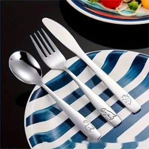 ChildSafe Stainless Steel Cutlery Set Fun Cartoon Tableware