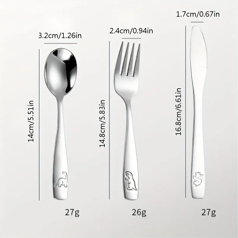 ChildSafe Stainless Steel Cutlery Set Fun Cartoon Tableware