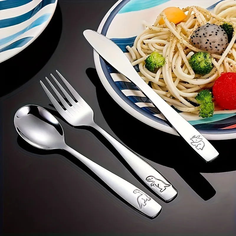 ChildSafe Stainless Steel Cutlery Set Fun Cartoon Tableware