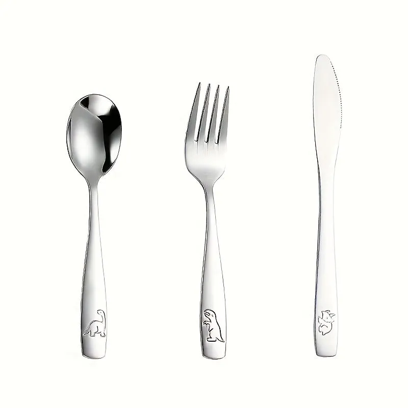 ChildSafe Stainless Steel Cutlery Set Fun Cartoon Tableware