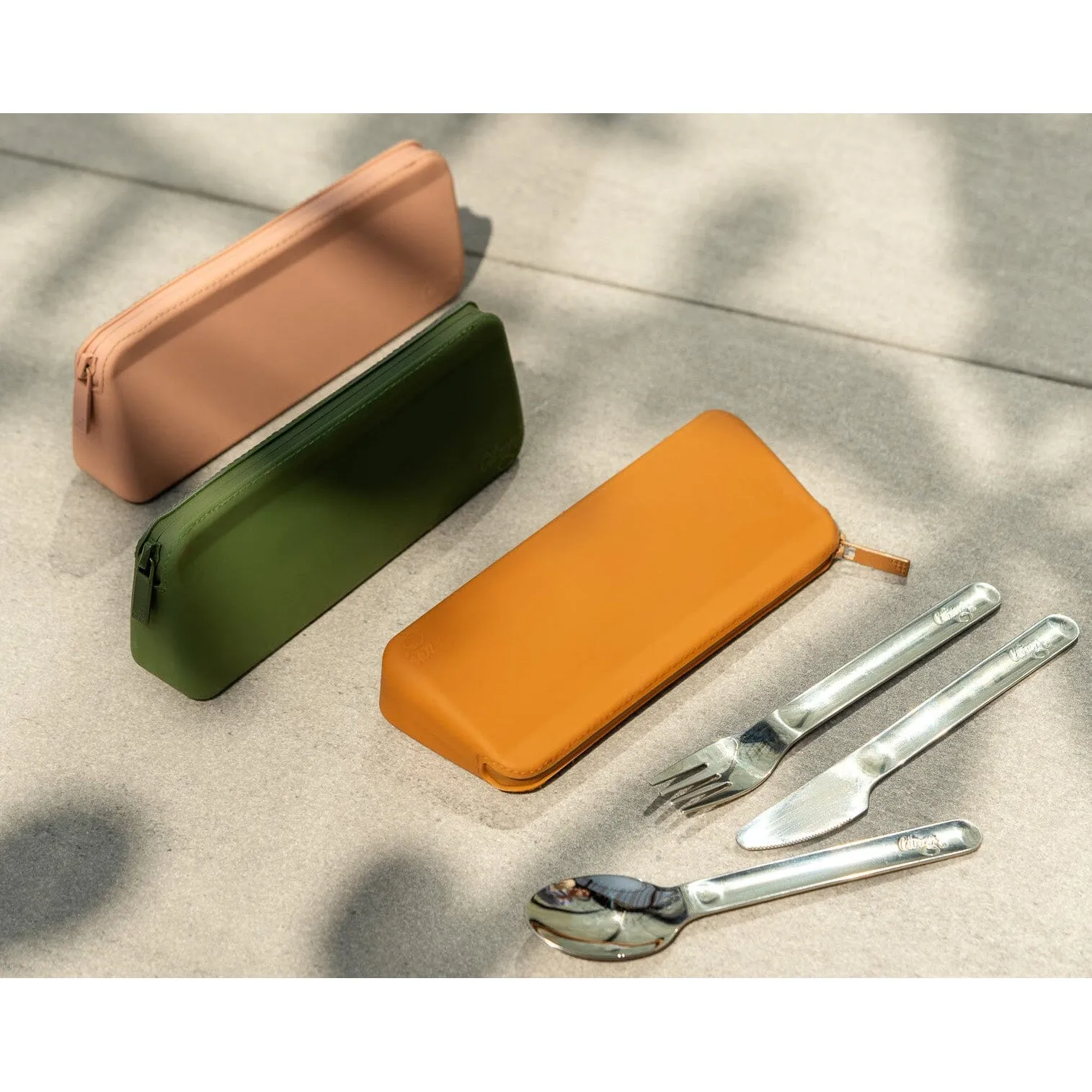 Citron Stainless Steel Cutlery with Pouch - Green