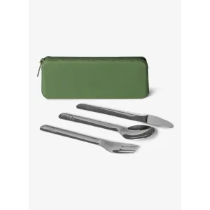 Citron Stainless Steel Cutlery with Pouch - Green