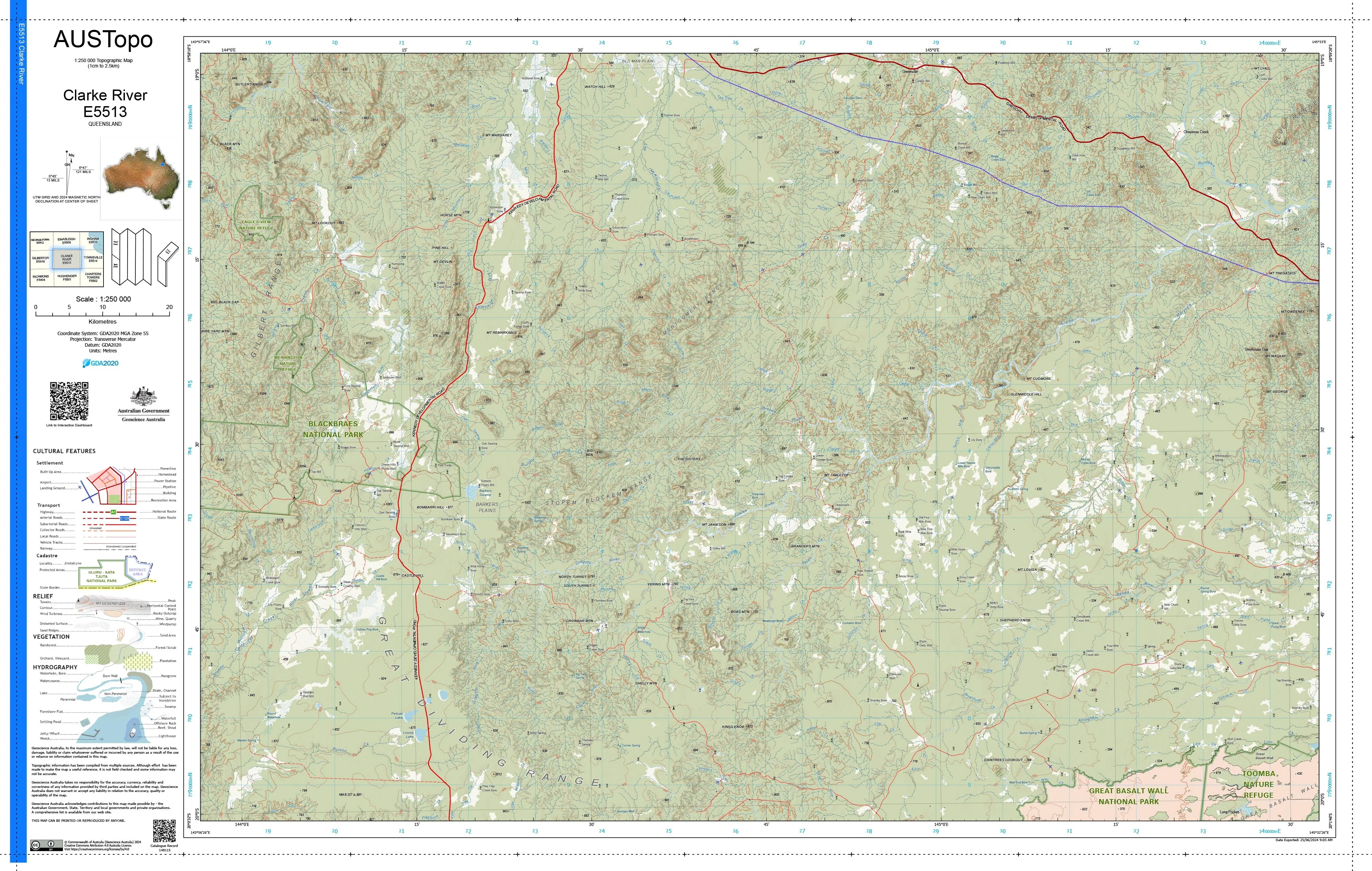 Clarke River E5513 AUSTopo 1:250,000 Map