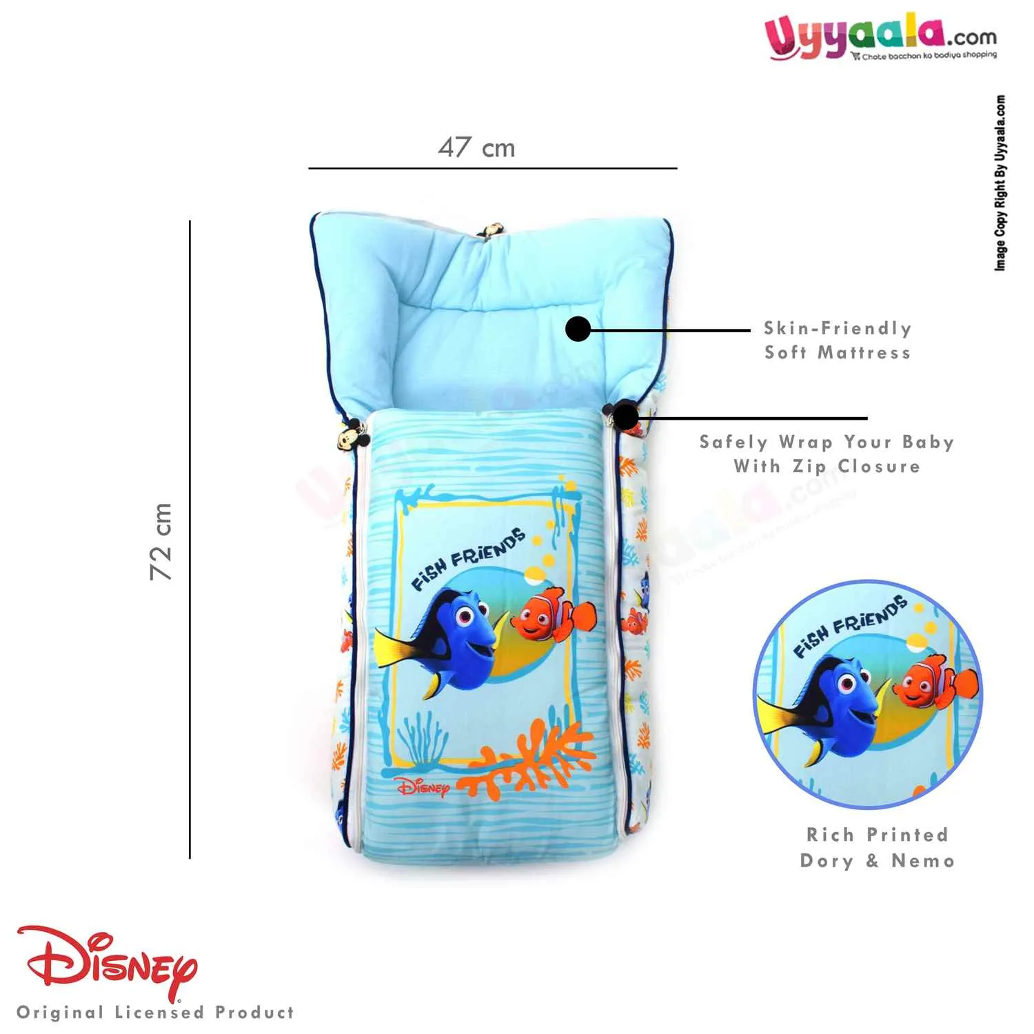 DISNEY Baby Carry Nest (Sleeping Bag) Cotton Fish Print 0 m Age, Blue