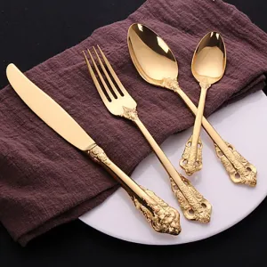 Elegant Stainless Steel Royal Cutlery Set In Gold Or Silver Finish