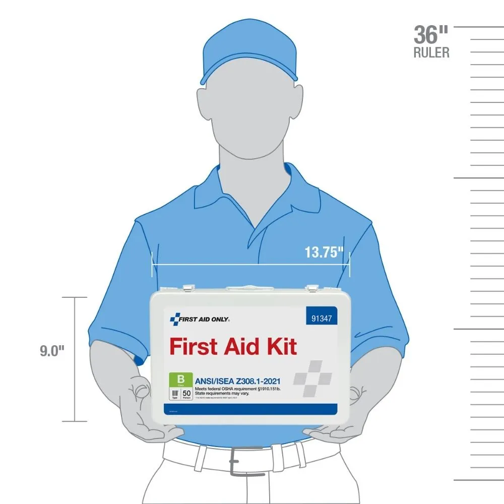 First Aid Only 91347 50 Person First Aid Kit, 2021 ANSI B,  Metal Case