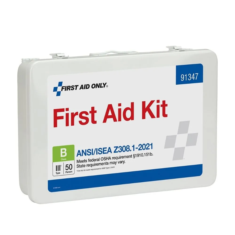 First Aid Only 91347 50 Person First Aid Kit, 2021 ANSI B,  Metal Case