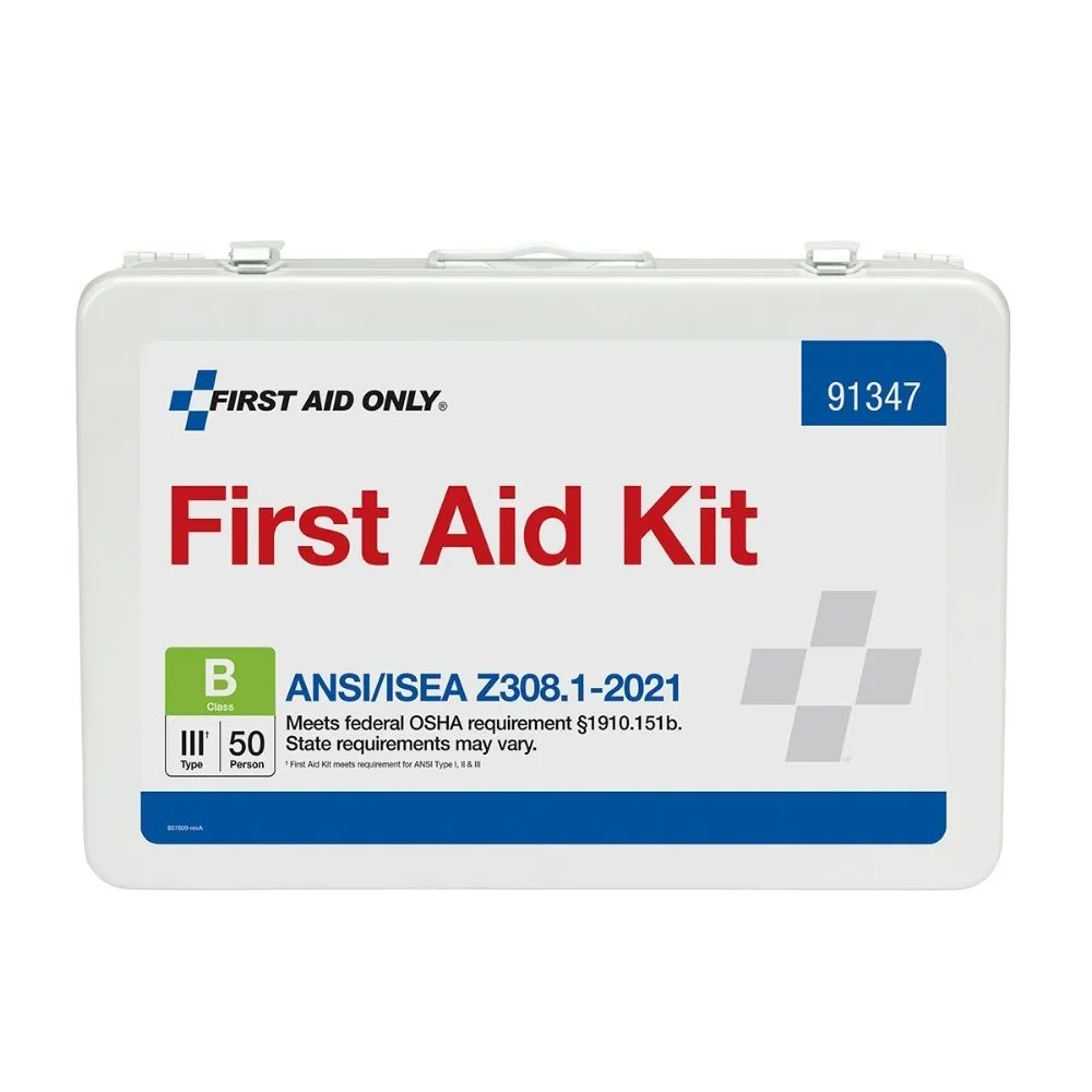 First Aid Only 91347 50 Person First Aid Kit, 2021 ANSI B,  Metal Case