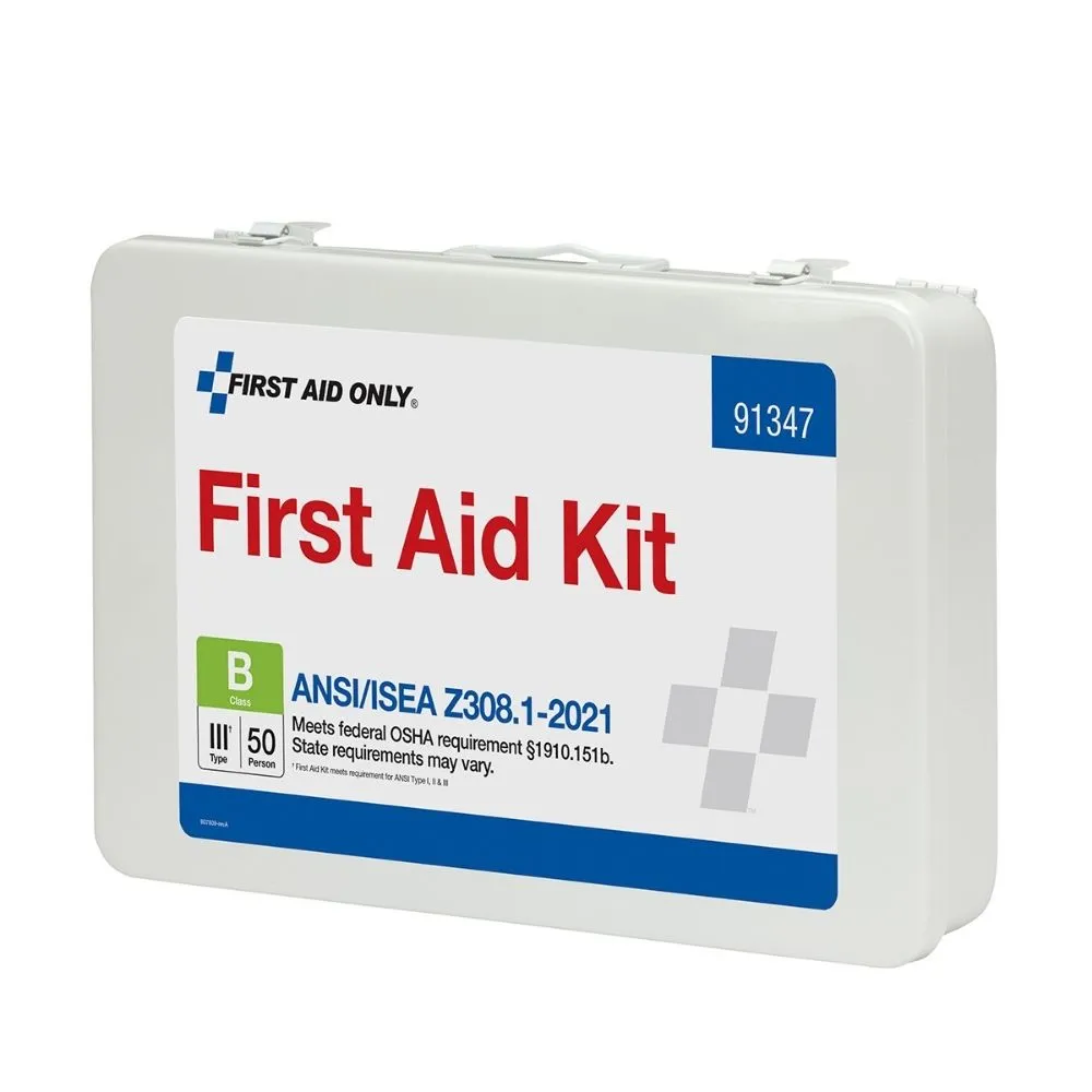 First Aid Only 91347 50 Person First Aid Kit, 2021 ANSI B,  Metal Case