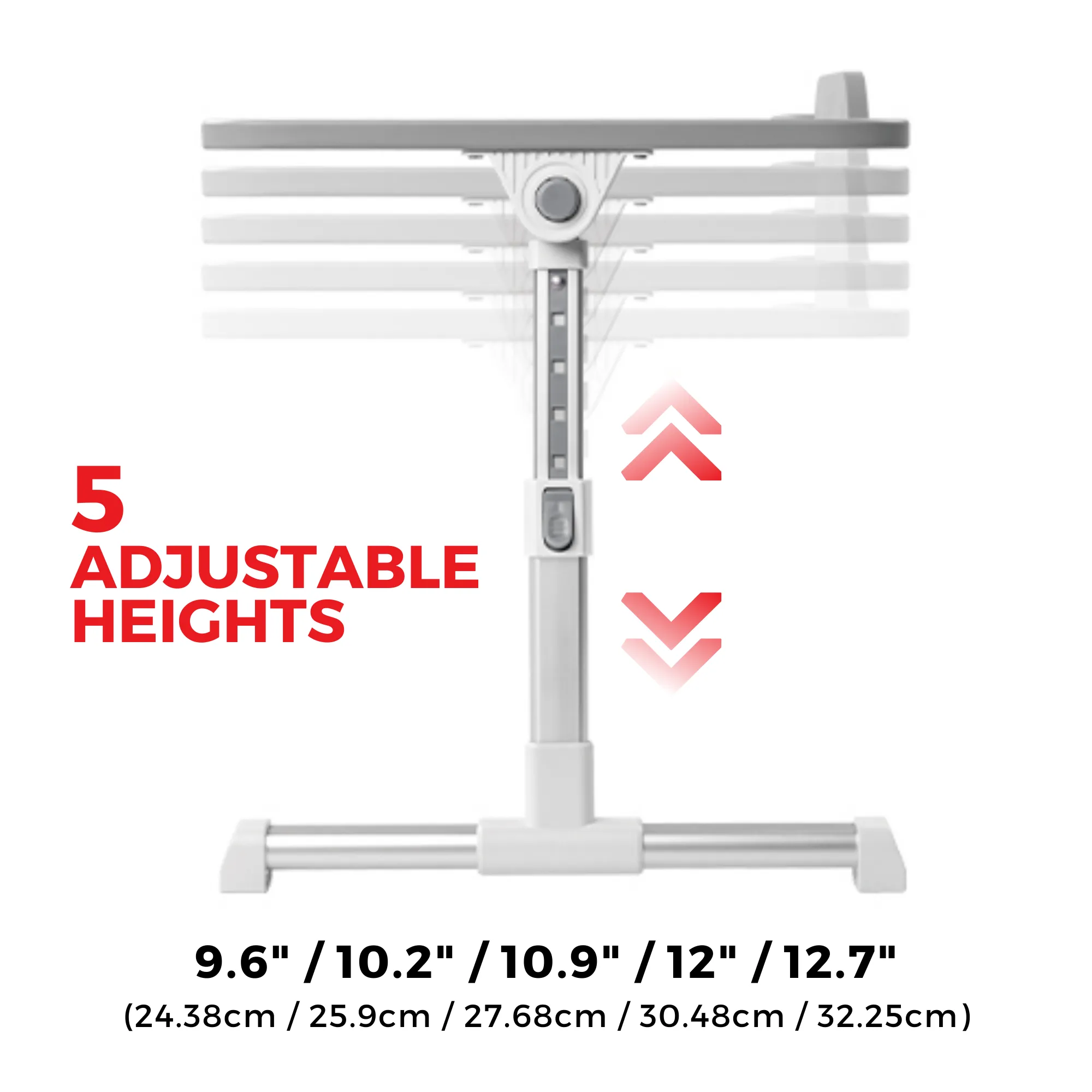 Foldable Laptop Table with Height Adjustable Legs and Tilting Tray