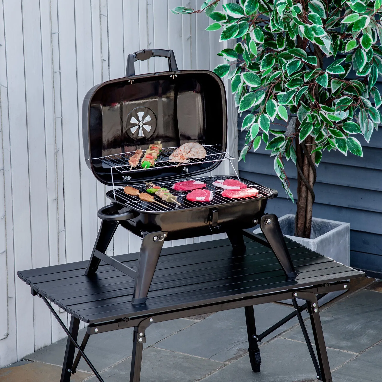 FOLDABLE TABLE TOP BARBEQUE GRILL