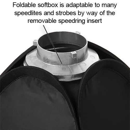 Fotodiox Pro Foldable Softbox PLUS Grid (Eggcrate) with Bowens Speedring for Bowens, Calumet, Interfit and Compatible Strobes