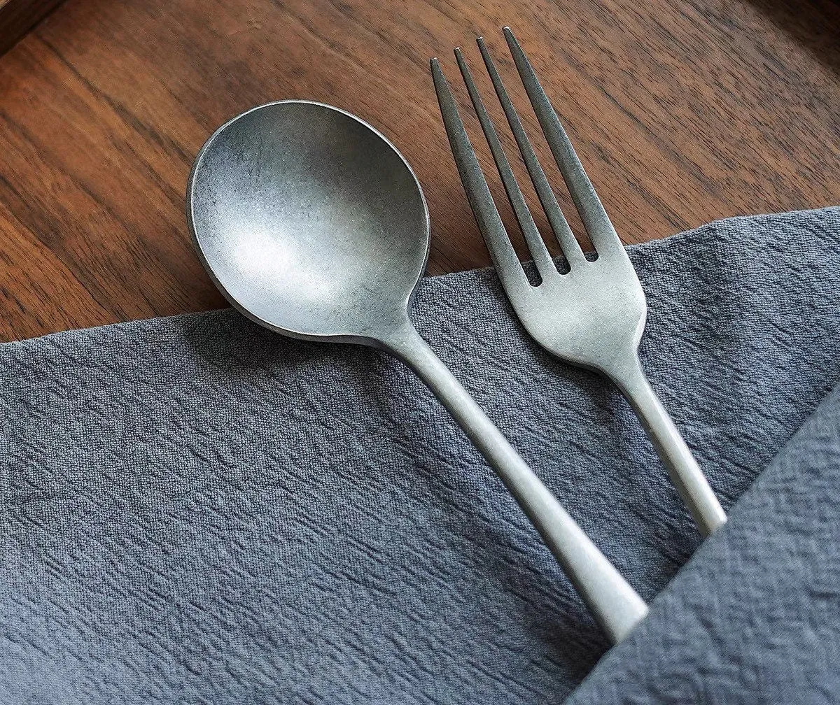 Gohobi A Set of 6 Pieces Stonewashed Stainless Steel Cutlery