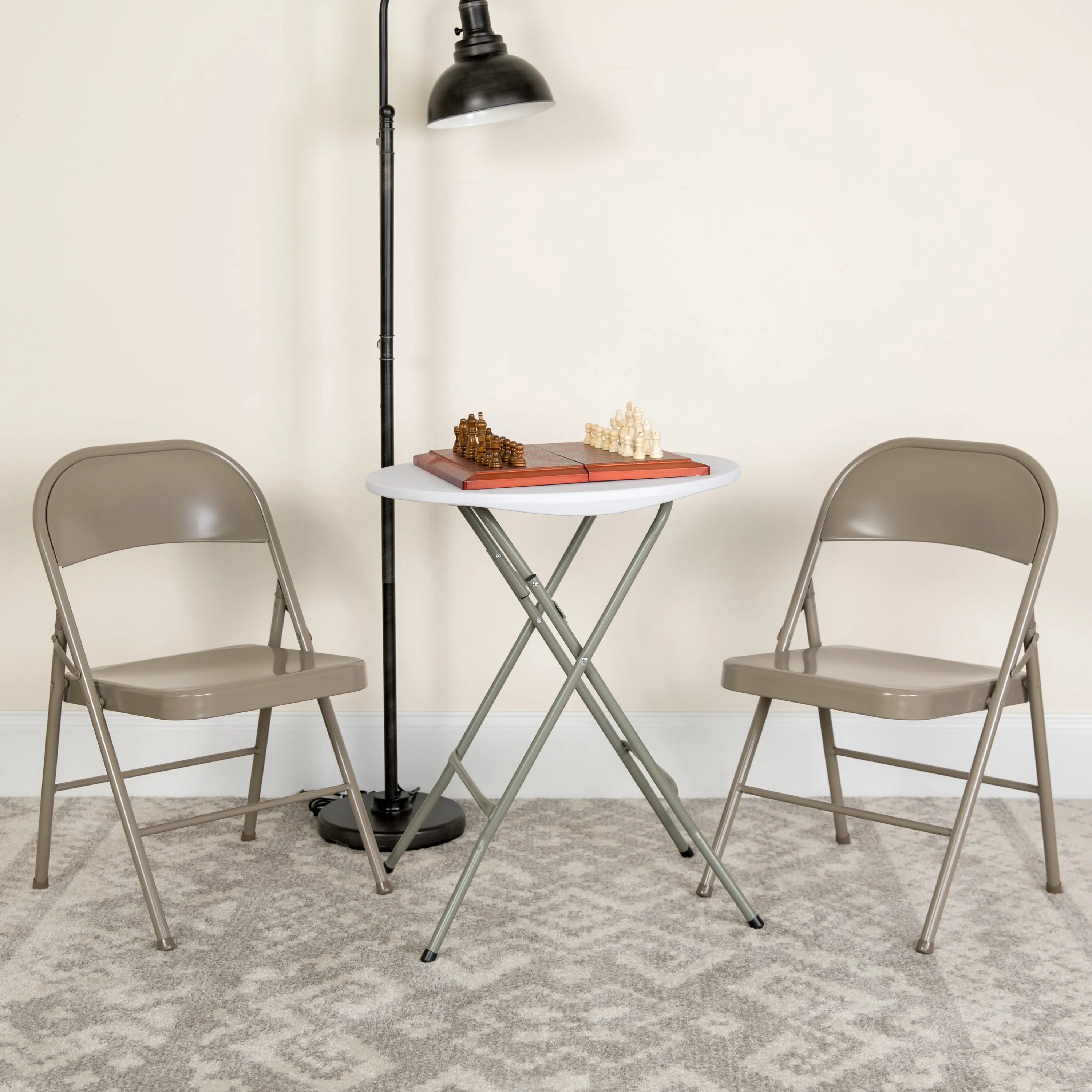 Gray Metal Folding Chair 2-BD-F002-GY-GG