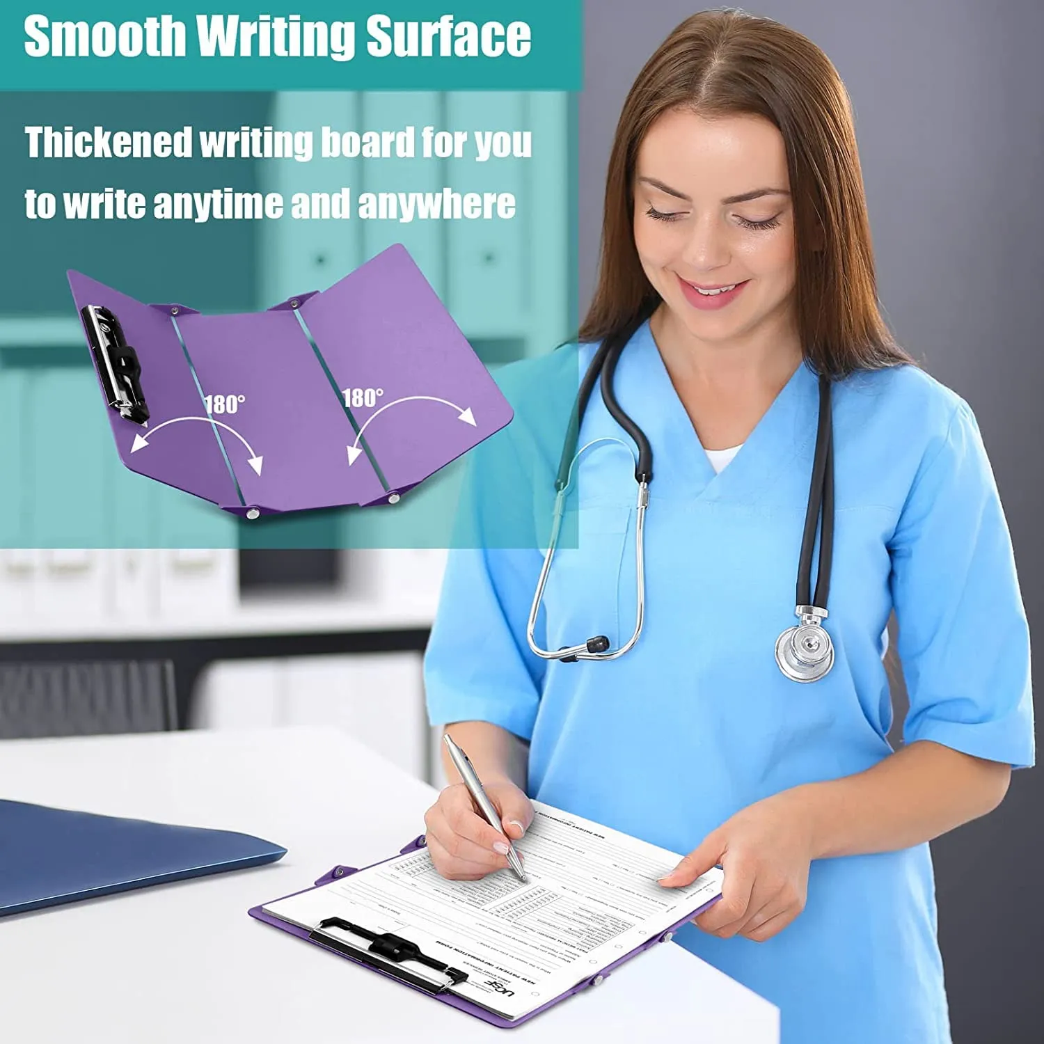 Importikaah Nursing Clipboard Foldable, Nursing Edition Cheat Sheets,3 Layers Aluminum, Nurse Clipboard w/Low Profile Clip&Pen Clip Pocket Clipboard for...