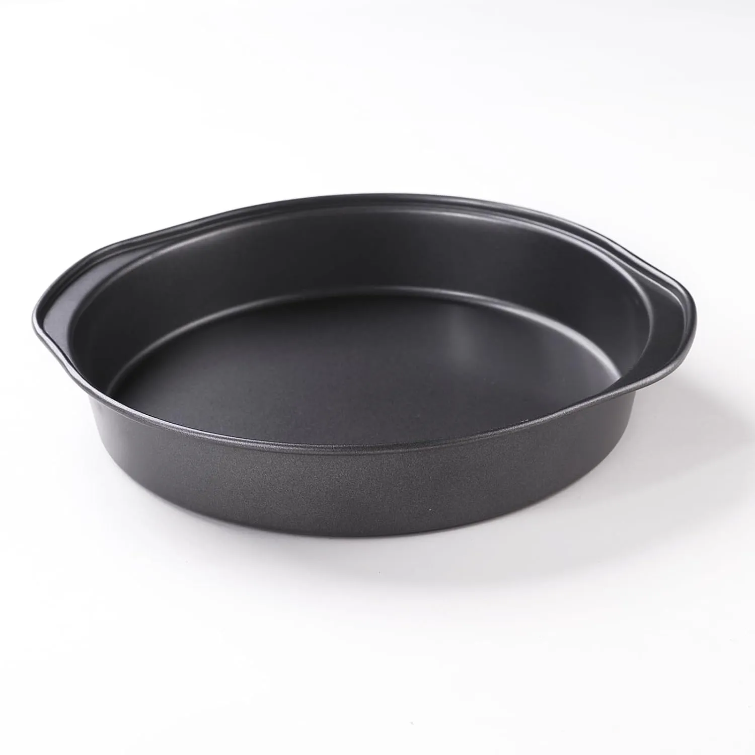 Kuber Industries 8 inch Non-Stick Cake Pan for Baking|Round Shape Cake Baking Mold|Side Handles-Pack of 2 (Black)