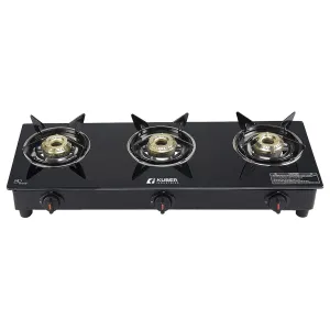 Kuber Industries Gas Stove 3 Burner|Easy to Clean & Wobble Free Pan Support Stand|Break Resistant|Compact & User-Friendly Design