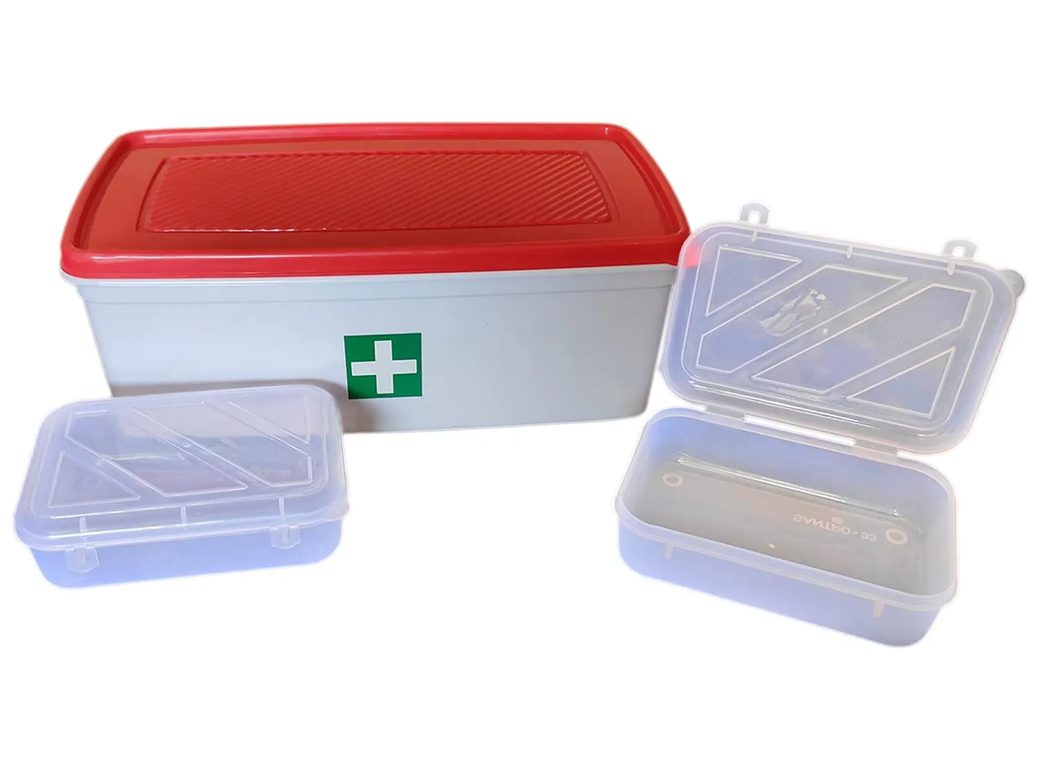 Kuber Industries Multiuses Plastic Medicine/First Aid Box (Red & White)-50KM01117