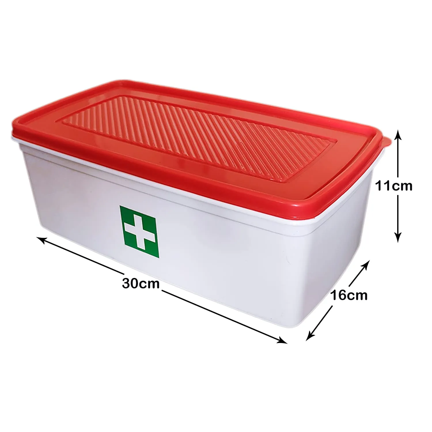 Kuber Industries Multiuses Plastic Medicine/First Aid Box (Red & White)-50KM01117