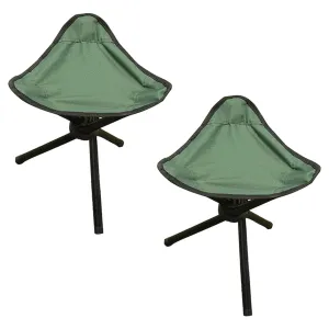 Kuber Industries Portable Stool for Travelling|Foldable Outdoor Sitting Chair|Tripod 3 Leg Chair for Camping, Picnic, Hiking|Pack of 2|Green