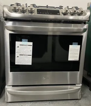 LG LSD4913ST 30 Inch Slide-In Dual Fuel Smart Range with 5 Sealed Burners, 6.3 cu. ft. Oven Capacity, Storage Drawer, ProBake Convection®, Sabbath Mode, EasyClean®, SmartThinQ®, Wi-Fi Connectivity, SmartDiagnosis™, and UltraHeat™ Power Burner