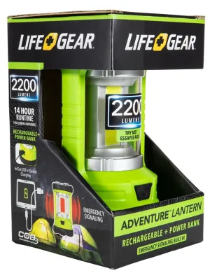 Life Gear 41-3992 Lantern and Power Bank, Lithium-Ion, Rechargeable Battery, Clear :EA: QUANTITY: 1