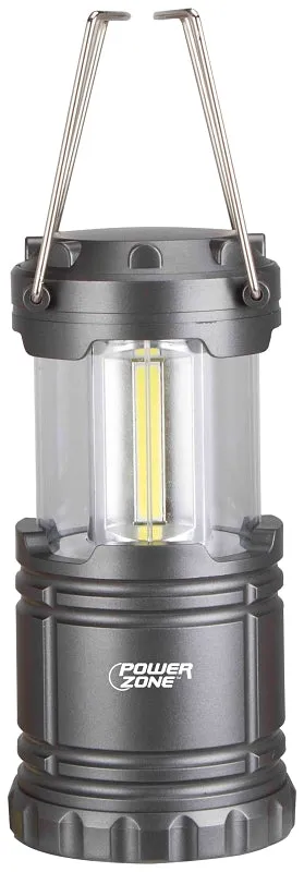 PowerZone Collapsible Camping Lantern, LED Lamp, White Light, ABS, Silvery Black Gun-Metal Finish :EA: QUANTITY: 6