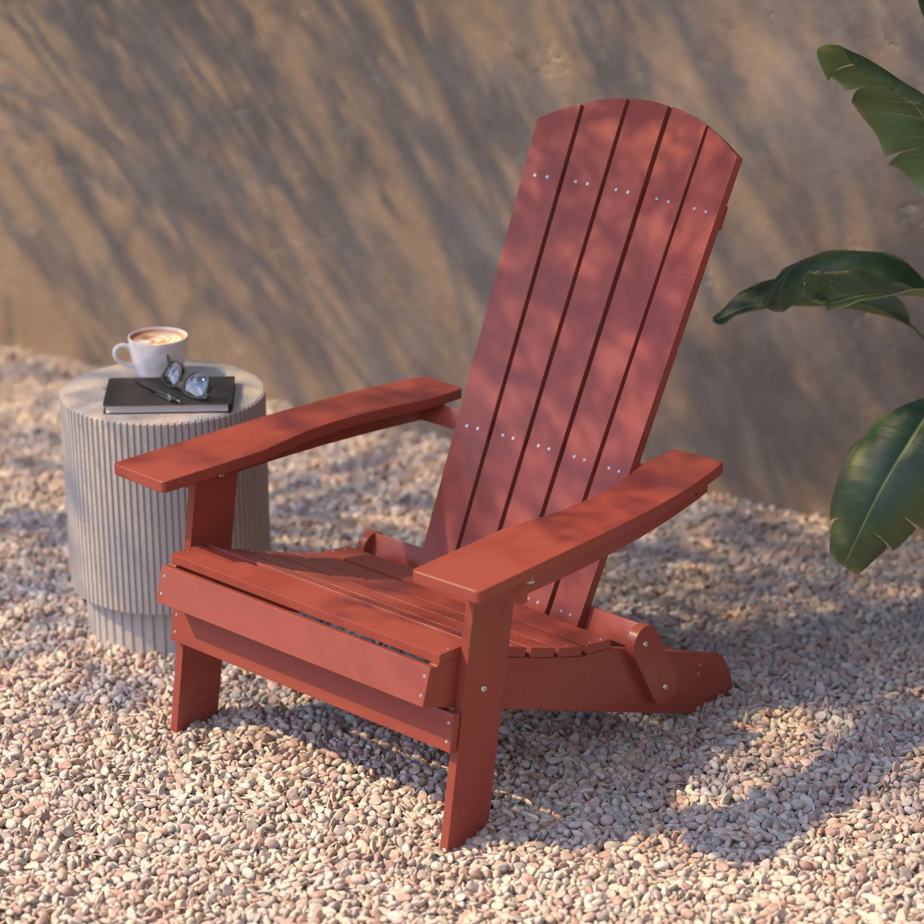 Red Folding Adirondack Chair JJ-C14505-RED-GG