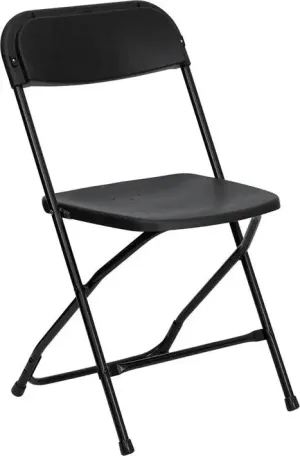 Rivera Heavy Duty Plastic Folding Chair, Black