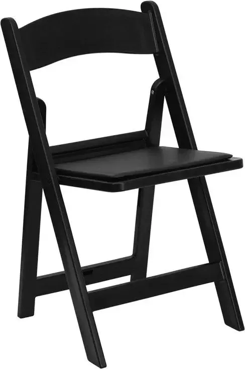 Rivera Heavy Duty Resin Folding Chair, Black Vinyl Seat