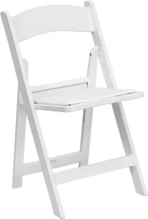 Rivera Heavy Duty Resin Folding Chair, White Vinyl Seat