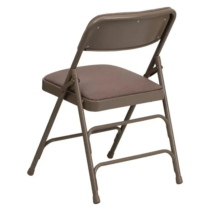 Rivera Metal Folding Chair, Beige Fabric Seat/Back, 1'' Foam