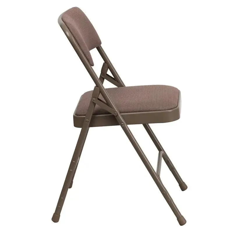 Rivera Metal Folding Chair, Beige Fabric Seat/Back, 1'' Foam