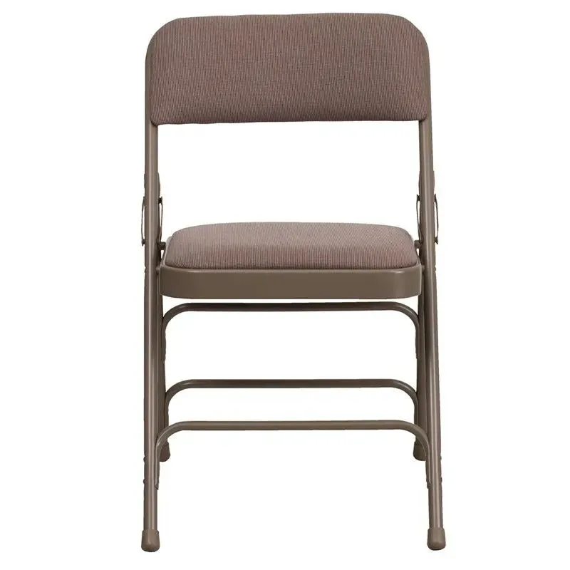 Rivera Metal Folding Chair, Beige Fabric Seat/Back, 1'' Foam