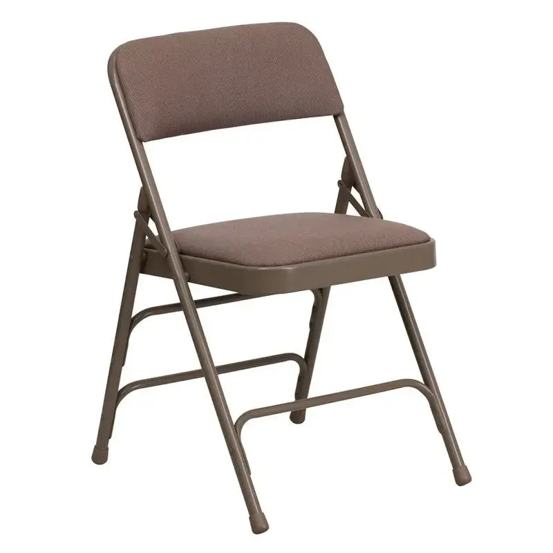 Rivera Metal Folding Chair, Beige Fabric Seat/Back, 1'' Foam